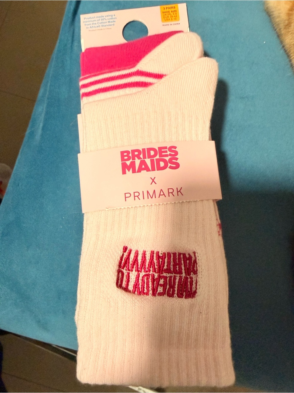 Primark Bridesmaids White & Pink Crew Socks - 3 Pack